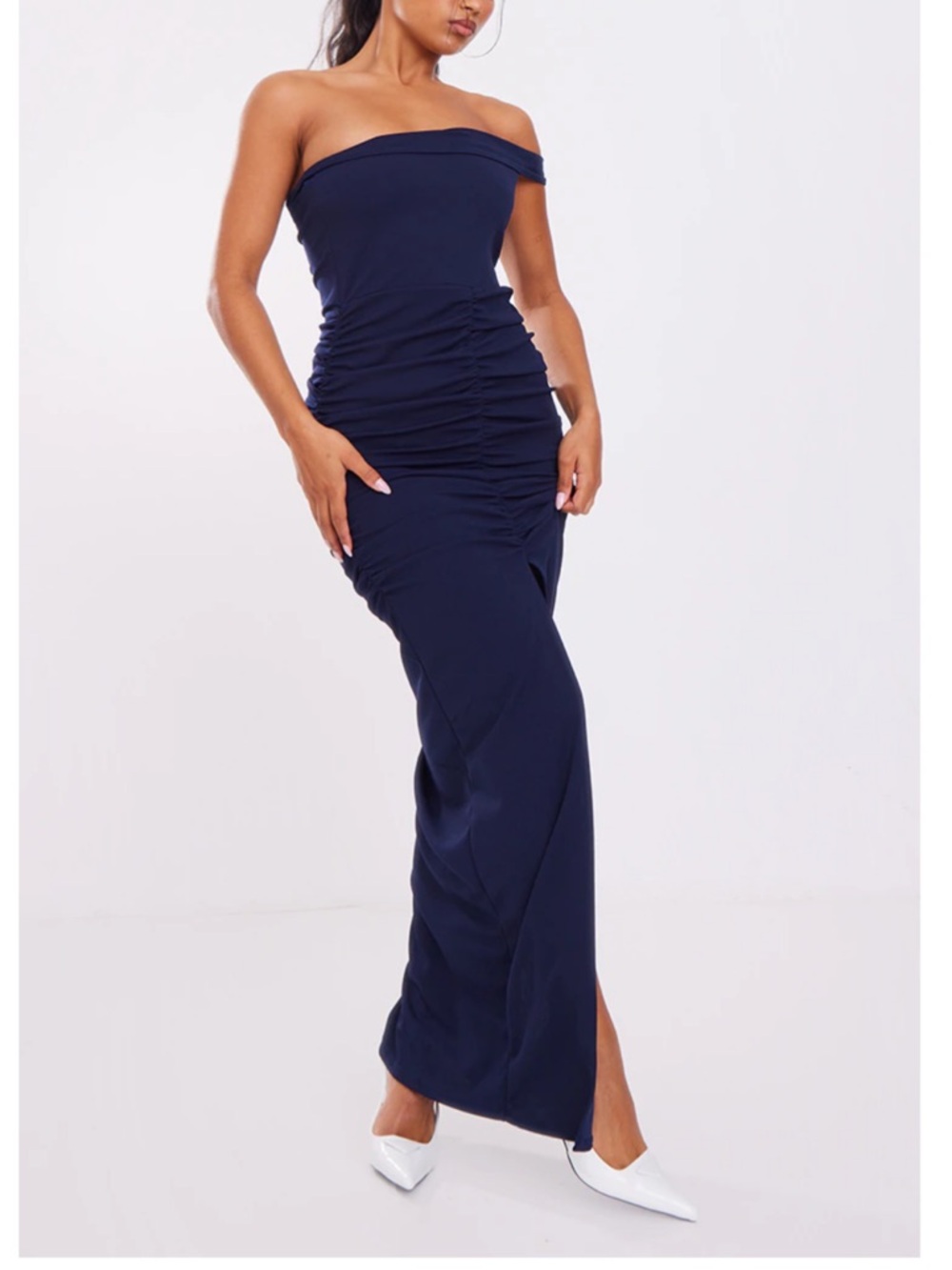 PLT Navy One Shoulder Midaxi Dress - Picture 1 of 7
